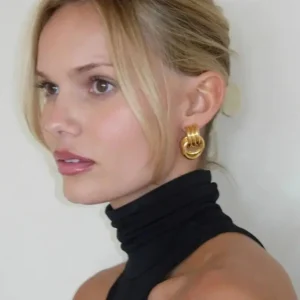 Uworld Minimalistic Stainless Steel Ring Stud Earrings Waterproof Fashion Charm Metal Daily Versatile Jewellery for Women Gift