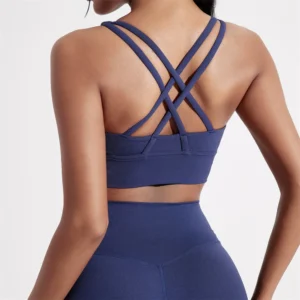 Solid Color Women Cross back Fitness sport Bra High strength Tight Top Comprehensive Training Gym Yoga Underwear With Chest Pad