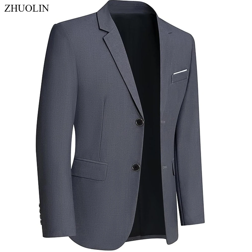 Men Formal Blazers Suit Jackets Stretch Fabric Office Ready Slim Fit Wedding Thin Men's Casual 2025 Sports 