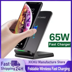 Fast Wireless Charger Stand Pad for iPhone 17 16 15 14 13 Pro Samsung Xiaomi Phone Chargers Induction Fast Charging Dock Station