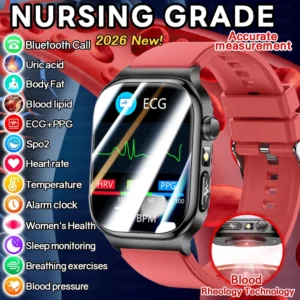 2026 Health Care Smart Watch Men Women BMI Analysis Uric Acid Blood Lipids Blood Pressure Monitoring BT Call AMOLED Smartwatch