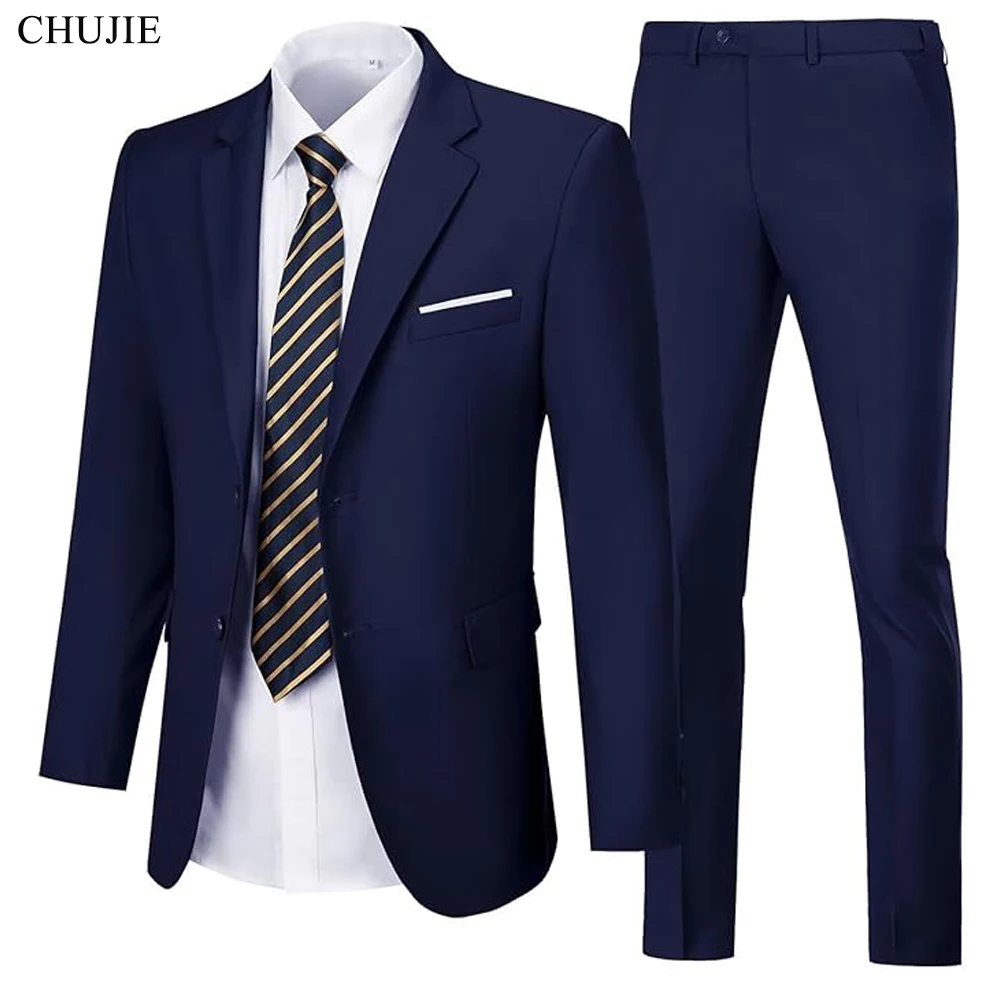 Men Suits 2 Pieces Set Elegant Jackets Pants For Wedding Slim Fit Blazers Business Formal Outfit Fashion Classic 2025 Costume