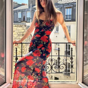 Flowers Print Spaghetti Strap Dresses Women Temperament Package Hip Bodycon Long Dress Fashion Sexy Backless Lady Slim Vestidos