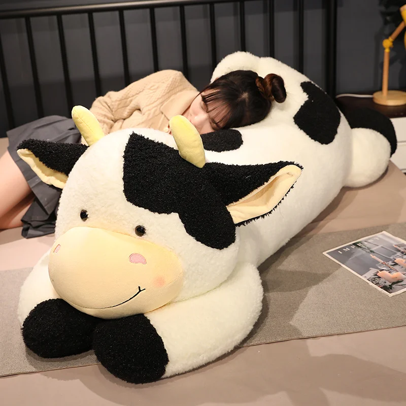  1pc 90cm Lovely Milk Cow Plush Toys Cartoon Stuffed Animal Cattle Dolls Sleeping Pillow For Baby Girls Birthday Gifts