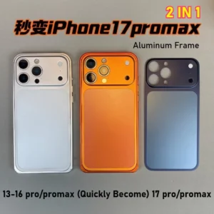 2IN1 Original Color Metal Frame Phone Case For IPhone 17 Pro Max 16 15 14 13 Seconds Change 17 Metal Back Cap Protective Cover