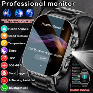 2026 New Model Uric Acid & Lipid Health Analysis Smart Watch Men ECG+PPG Bluetooth Call 2.01-inch Flashlight Smartwatch Women