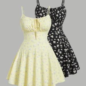 New fashion floral elegant sleeveless thin strap camisole dress