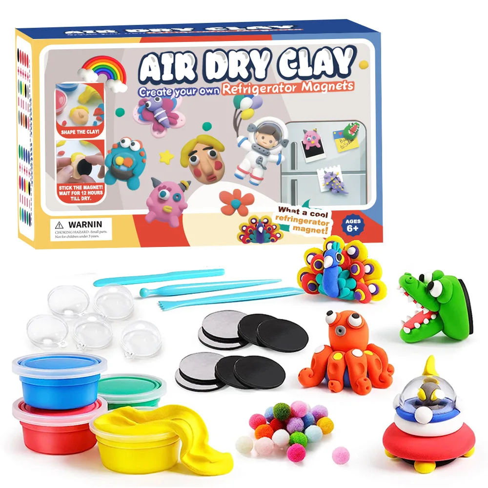 Kids DIY Manual Fridge Plasticine Clay 18 Colors Ultra Light Air Dry Modeling Clay Non Toxic Safe Toy Set for Children Art Craft