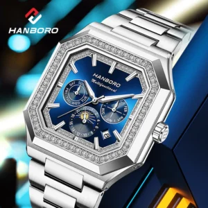 HANBORO Square Men's Fully Automatic Mechanical Watch Multi functional Fashion Trend Watch
