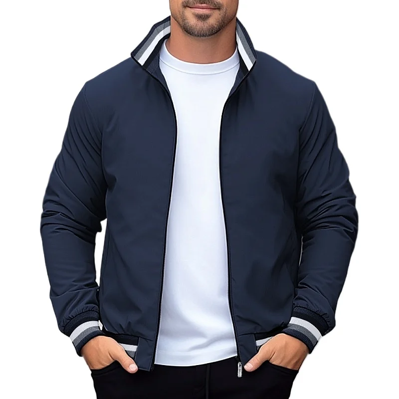 Sweatwear Men's Solid Color Jacket Blazer Pockets Sports Standard Collar Coats Lightweight Waterproof Outdoor Tops Men Jacket