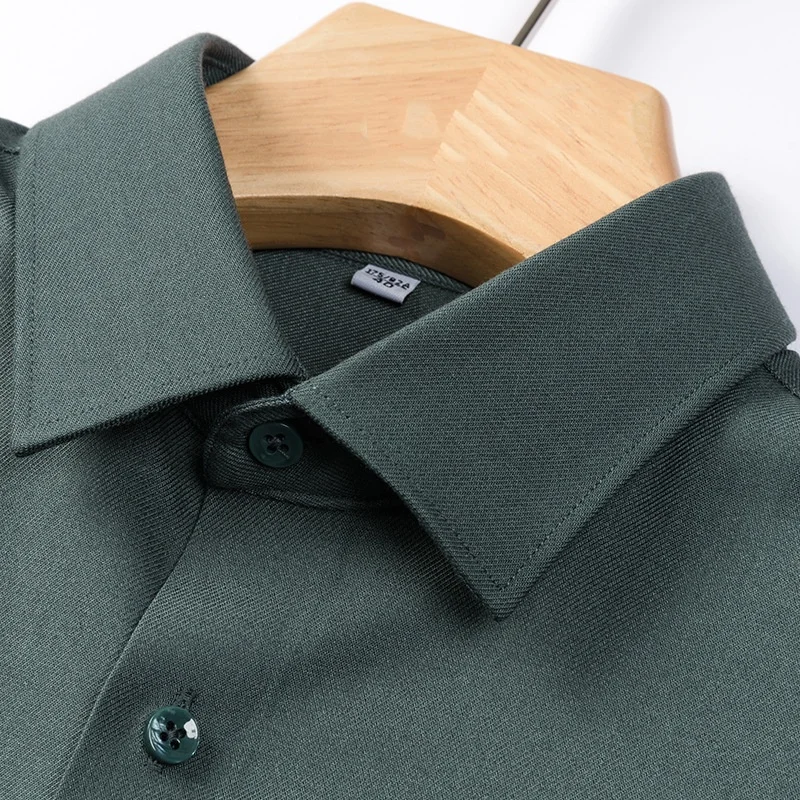 Men's Wool Shirt 2025 Long Sleeve Solid Color Business Casual Quality Autumn Shirts Comfortable Formal Office Wear