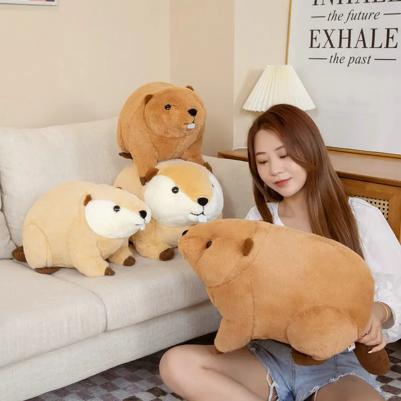  1pc 45cm/60cm Cute Nutria Peluche Toy Simulation Animal Dolls Kawaii Beaver Plush Pillow Stuffed Soft Birthday Decor Gift