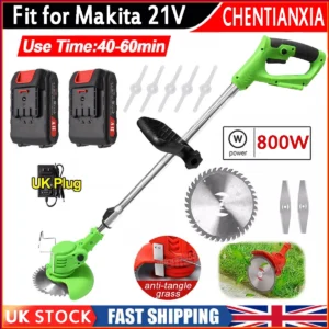 Handheld Electric Lawn Mower Rechargeable Adjustable Garden Cordless Grass Trimmer Cutter Household Power Tool For With 2Battery