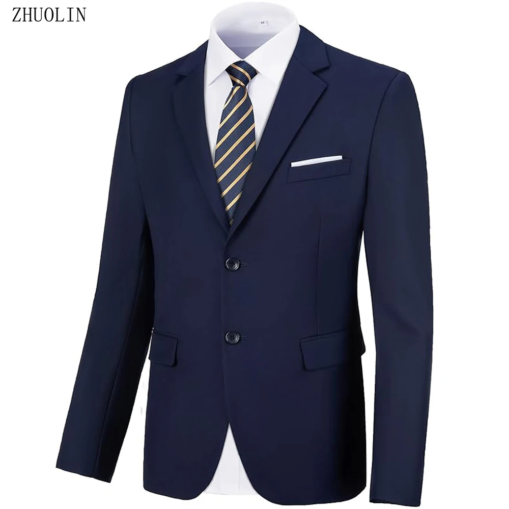 Men Formal Blazers Suit Jackets Stretch Fabric Slim Fit Office Ready Wedding Thin Men's Casual 2025 Sports 