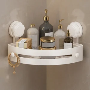 Suction Cup Bathroom Shelf Wall Mounted Three-story Storage Organizer Strong Load-bearing Stainless Steel Wall Corner Shelf