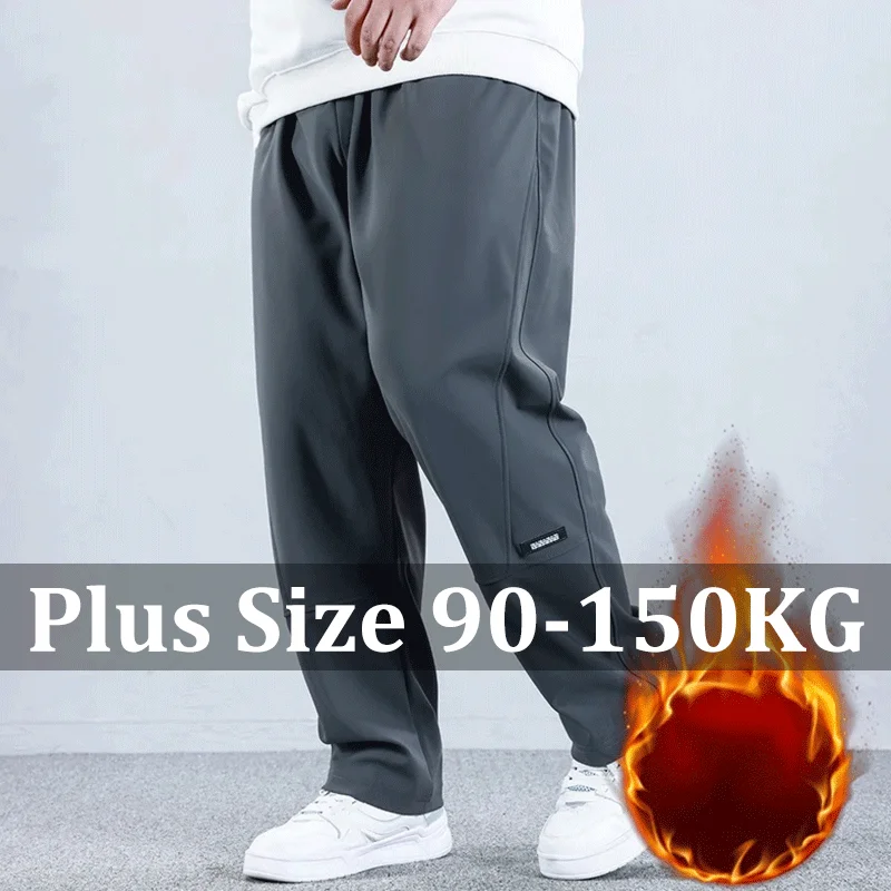 Men's Fleece Sweatpants Plus Size 5XL-10XL Winter High Elastic Thick Warm Pants Gym Joggers Large Size Running Sports Trousers