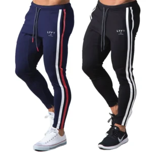 New Patchwork stripes Pants Men's Straight sports Clothing Solid color sweatpants Versatile Joggers Woven Casual Male Trousers