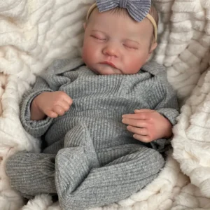 NPK 49CM Levi Newborn Baby Doll Reborn Sleeping Soft Silicone Flexible 3D Skin Tone with Visible Veins Hand Paint Hair Doll