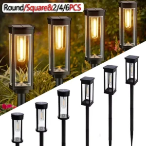 2/4/6Pcs Retro Solar Pathway Warm Lights Outdoor Waterproof Garden Incandescent Bulb for Walkway Yard Backyard Landscape Decor