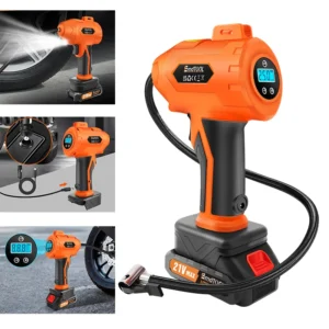 BRIEFNESS Wireless Air Compressor 21V Rechargeable, Portable Electric Tire Pump with Digital Display LED Light for Car/Truck