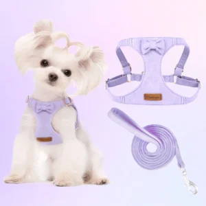Trendy Premium Suede Dog Harness Leash Set - Adjustable Pet Chest Strap Soft & Durable Puppy kitten Fashion Accessories