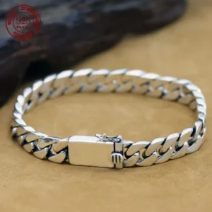 Factory Price 100% S925 Sterling Silver Punk Bracelet 7MM 8MM 10MM S925 Silver Jewelry Certified Women Men Jewelry Gifts
