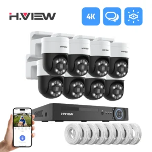 H.view 8Ch 4K 5MP 8MP Cctv Security Camera System Ptz Home Video Surveillance Kit Outdoor Ip Camera Humanoid Detection