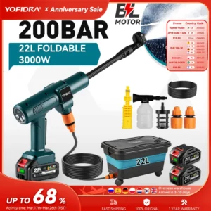 YOFIDRA 200Bar Brushless High Pressure Washer Gun Electric Car Washer Garden Watering Gun Cleaning Tools for Makita Battery Pins
