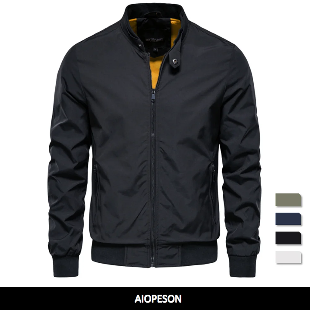 AIOPESON Solid Color Baseball Jacket Men Casual Stand Collar Bomber Mens Jackets Autumn  Slim Fit Jackets for Men