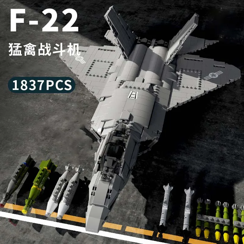 Aircraft Series F22 Fighter Building Blocks Model Famous WWII Military Airplanes MOC Bricks Sets Boys Toys Gifts For Childrens