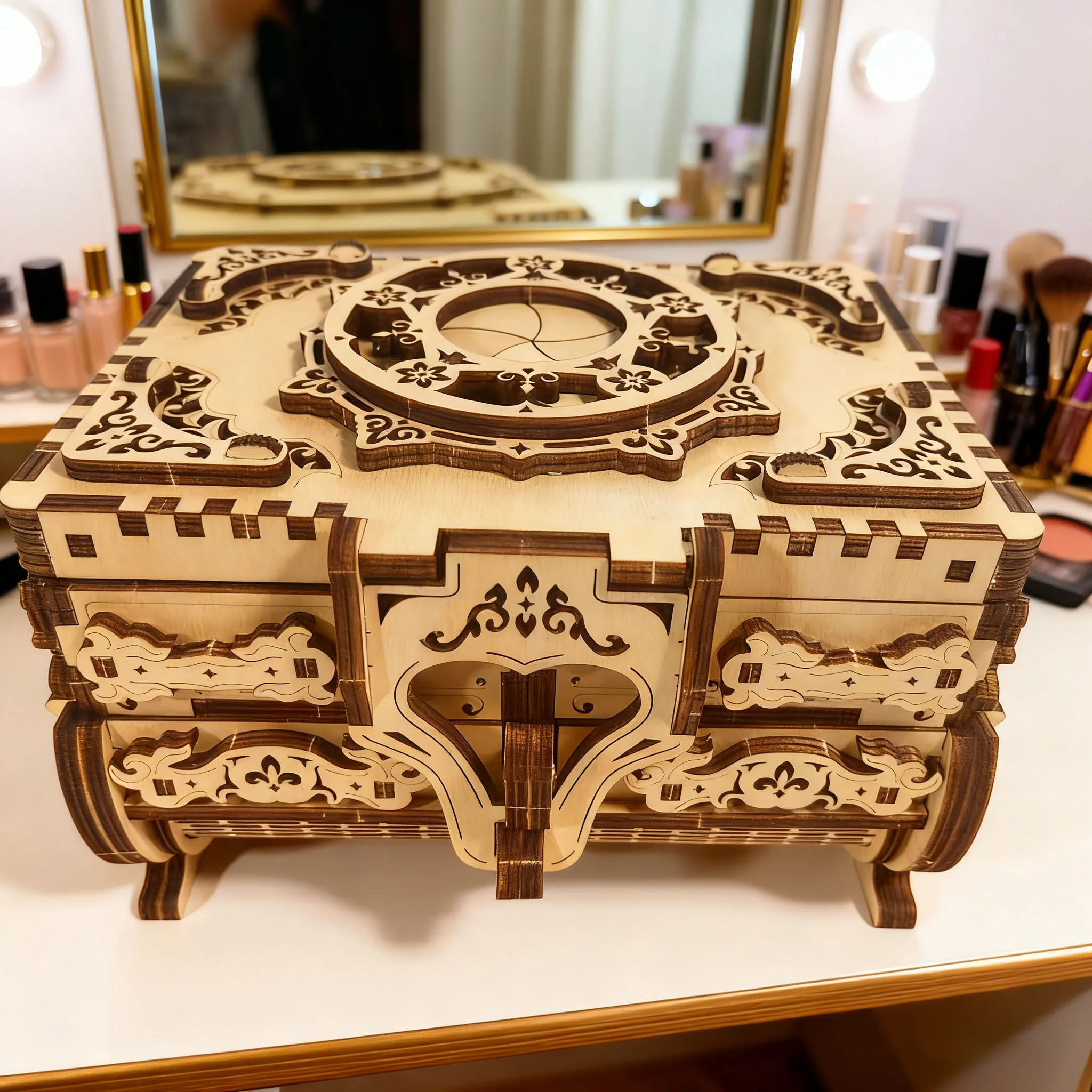 3D Wooden Musical Jewellery Box Model Toy Puzzle DIY Wooden Puzzle Assembly Educational Birthday Gift Valentine's Day Gift