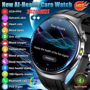 2026New AI-Diagnosis Care Smartwatch ECG+PPG Accurate Uric Acid Blood Pressure Body Fat Five organ Fitness Waterproof Smartwatch