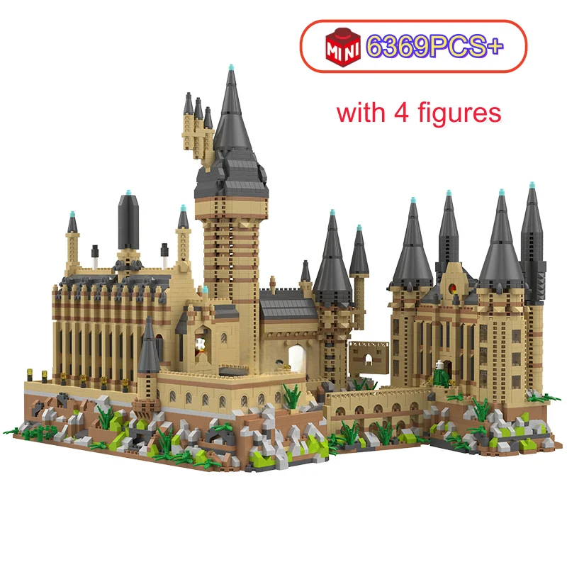 New Magic Castle Micro Building Blocks Light Up Street View Architecture Creative MOC Model Kit Kids Christmas Birthday Gifts