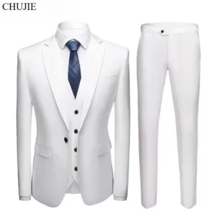 Suit Men Elegant For Wedding 3 Pieces 2 Set Jackets Vest Pants Blazers Groom's Formal Full Business Coats 2025 Costume