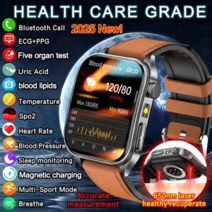 2026 New Smart Watch laser therapy health conditioning Blood oxygen Pressure Uric Acid Blood lipid ECG Smartwatch for Man Women