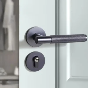 Home door lock bedroom door handle wooden door silent large 58 lock body CNC embossed oxidized door lock