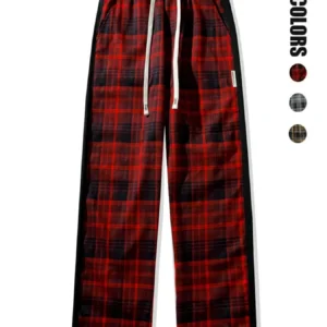 1 Piece of Men's Regular Style Retro Plaid Sports Casual Pants with Drawstrings and Elastic Waistband, Loose, Straight, Suitable for Daily Leisure, Street Basketball, Fitness, Multi-Scenario Matchinging, Suitable for All Seasons