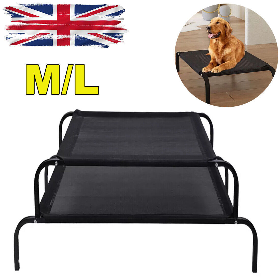 Elevated Dog Bed Pet Cat Mesh Camping Cot Indoor Outdoor Waterproof Two Size UK
