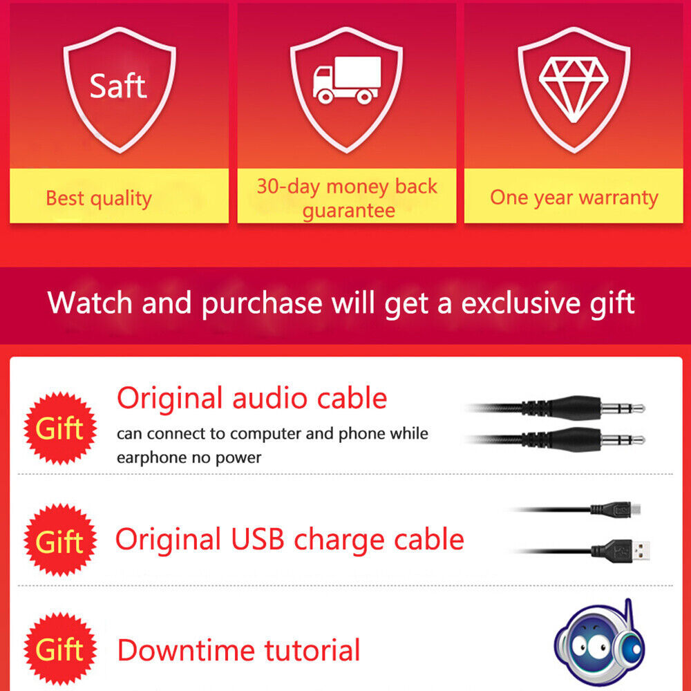 Wireless Bluetooth Headphones Over-Ear Noise Canceling All Devices UK--white - Image 8