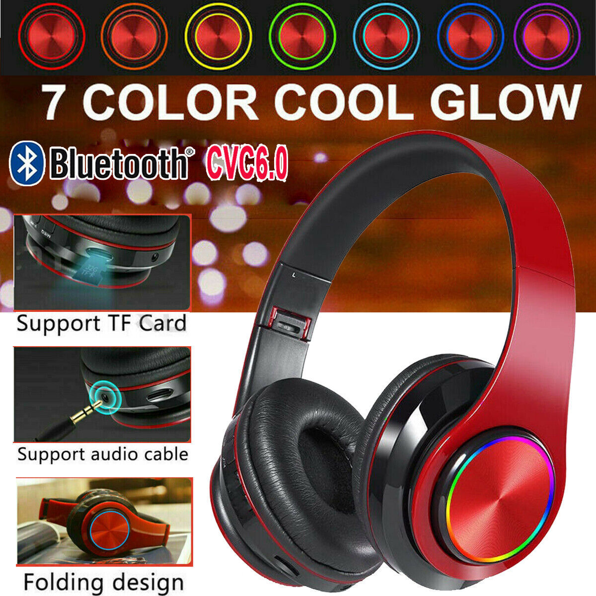 Wireless Bluetooth Headphones Over-Ear Noise Canceling All Devices UK--white - Image 6