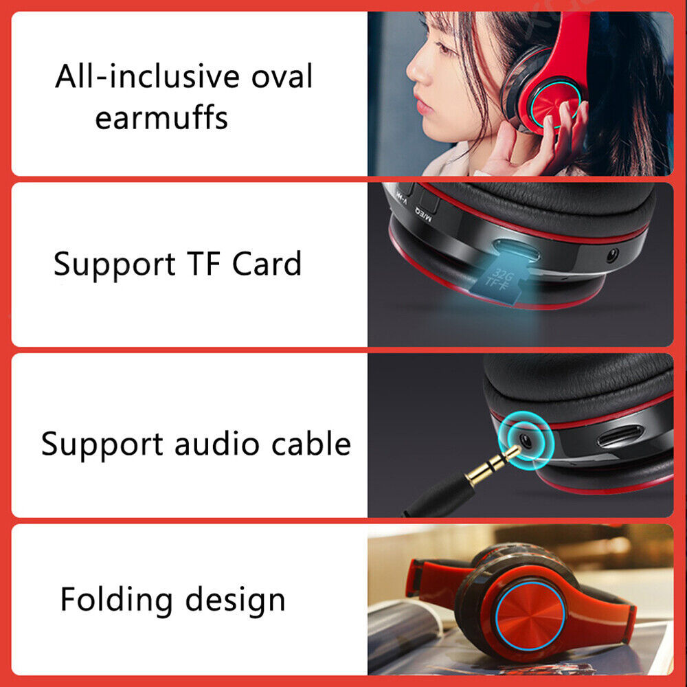 Wireless Bluetooth Headphones Over-Ear Noise Canceling All Devices UK--white - Image 7