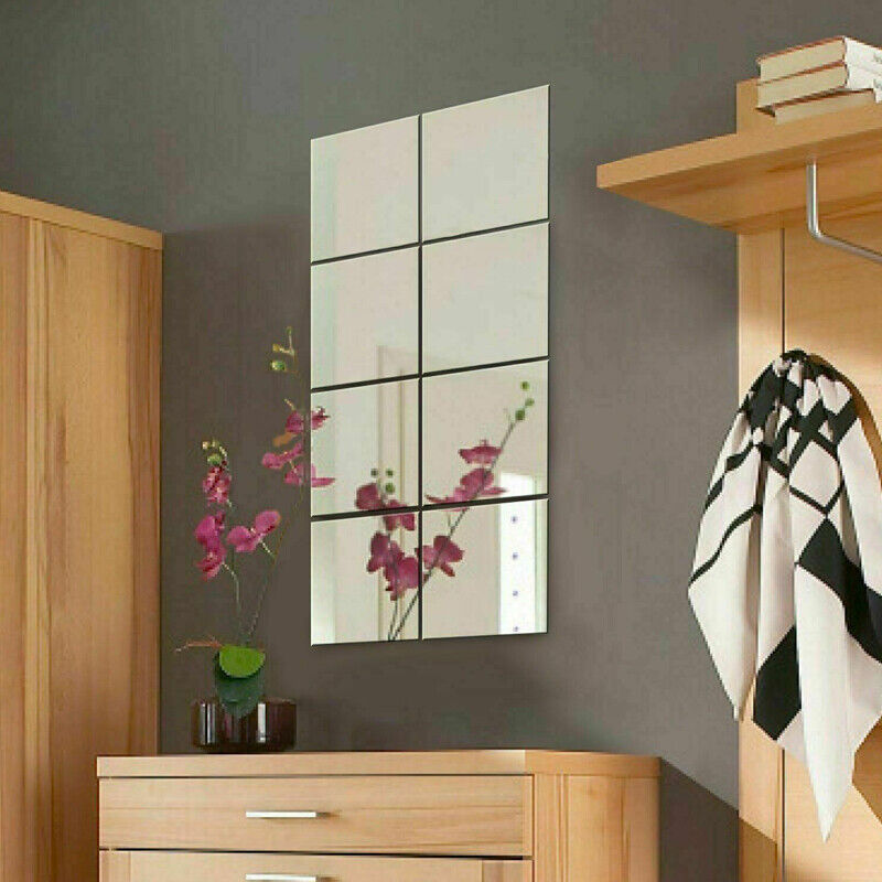 40X Glass Mirror Tiles Wall Sticker Square Self Adhesive Stick On Home Set DIY S - Image 5