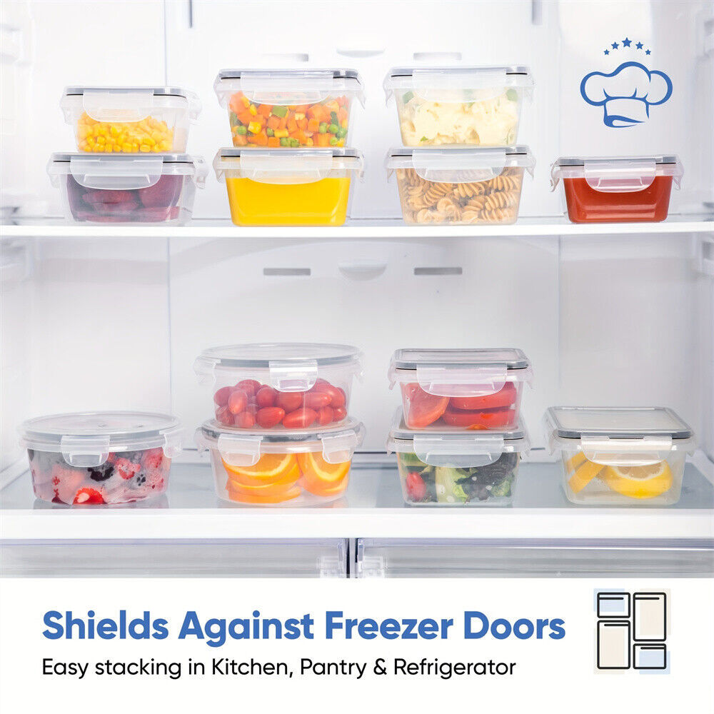24X Clear Plastic Food Containers With Lids Microwave Freezer Safe Storage Boxes - Image 3