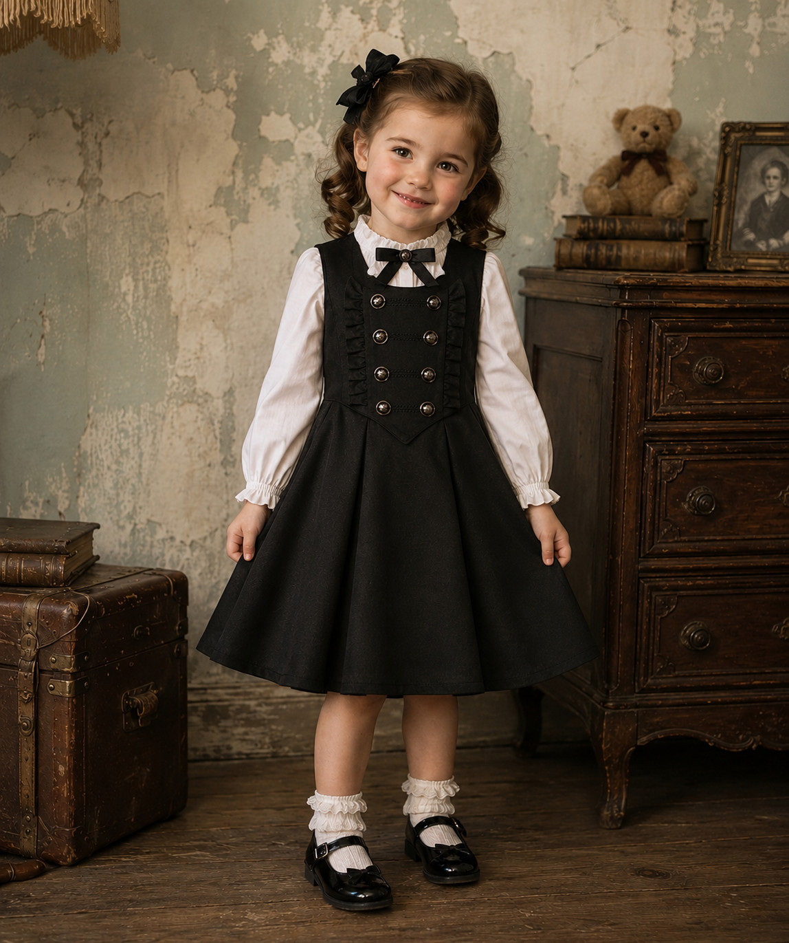 Girls Black Party Dress A Line Sleeveless Kids Wedding Flower Girl Dress 4-5Y - Image 9