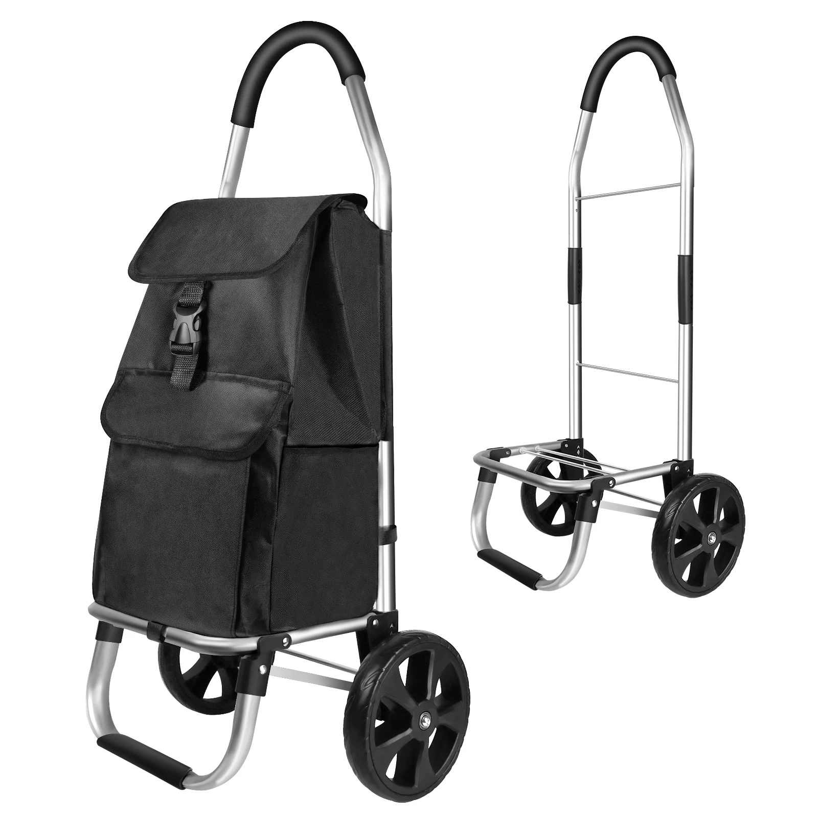 40L Lightweight 2 Wheels Shopping Trolley, Collapsible Push Pull Carts For Easy Storage, For Seniors Or Heavy Loads - Image 6