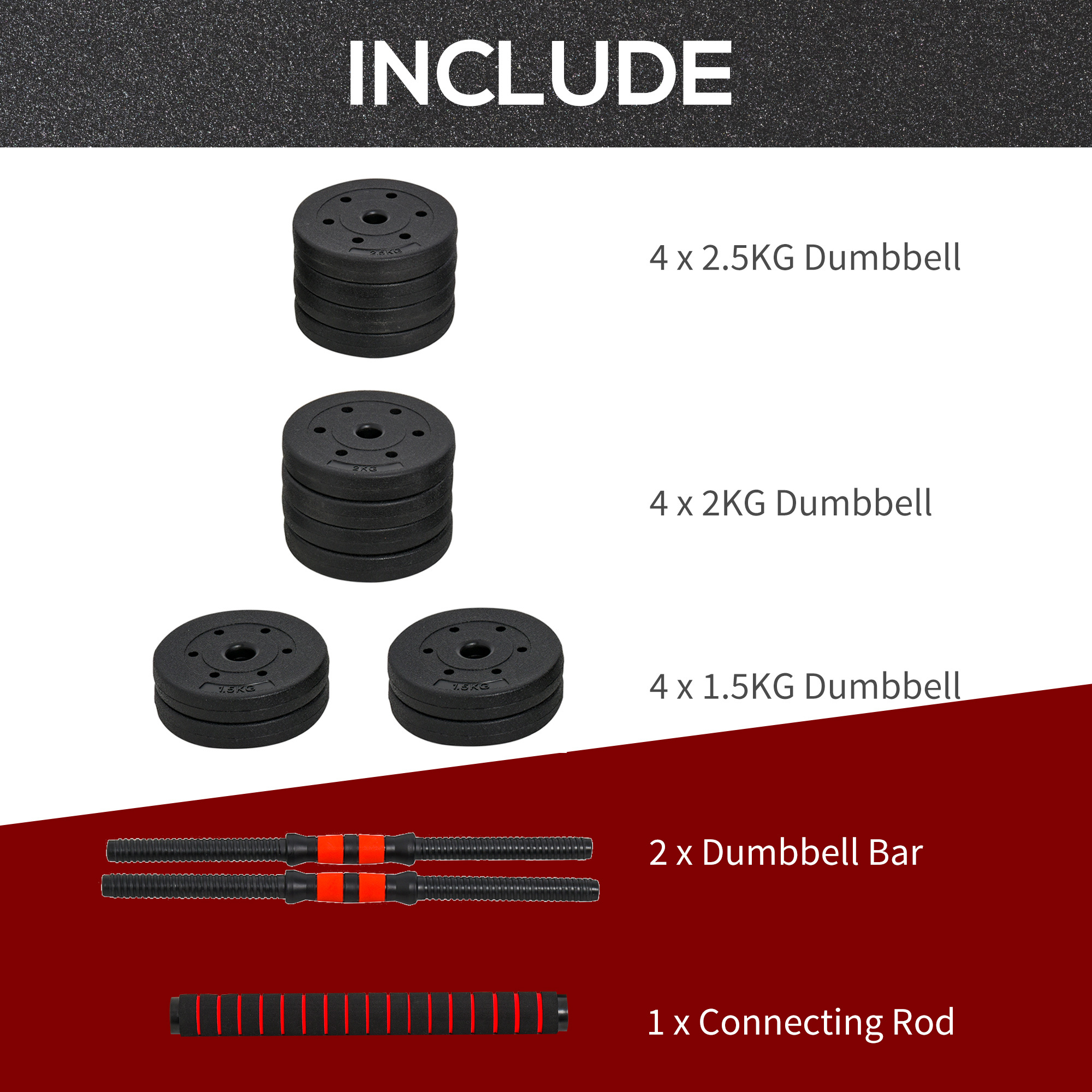 25kg 2 IN 1 Adjustable Dumbbells Weight Set, Dumbbell Hand Weight Barbell For Body Fitness, Lifting Training For Home, Office, Gym, Black - Image 2