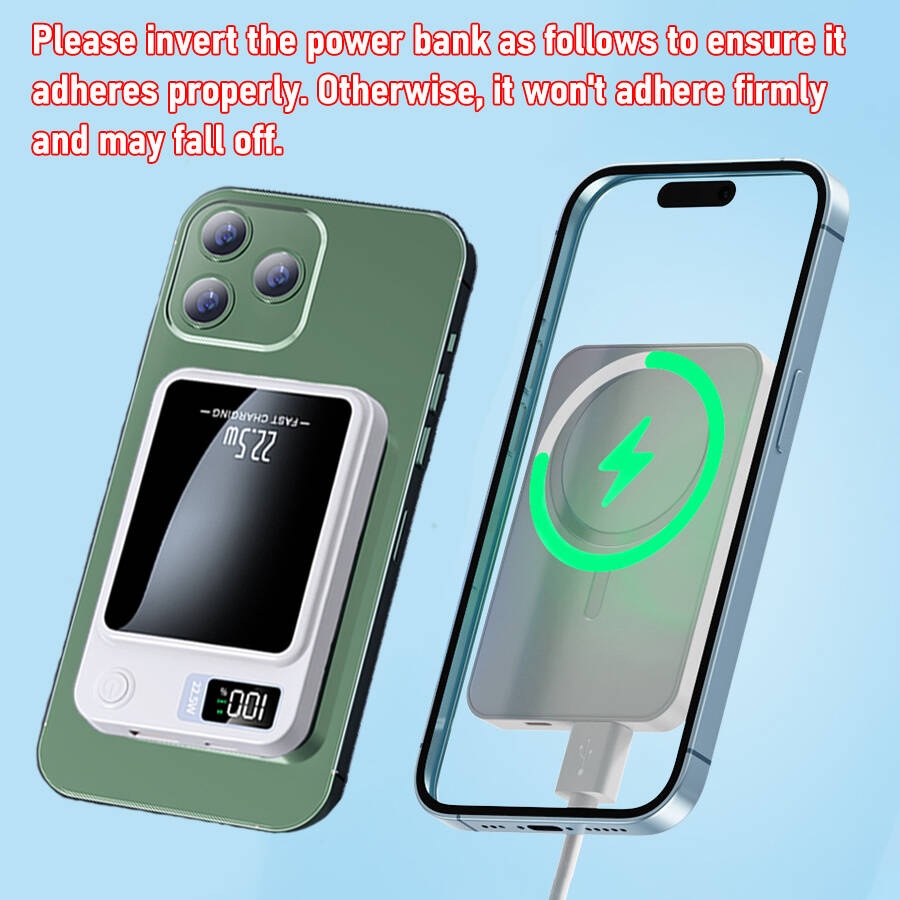 12000mAh Magnetic Wireless Power Bank With LED Display, 22.5W Fast Charging, Portable For Multiple Devices - Image 9