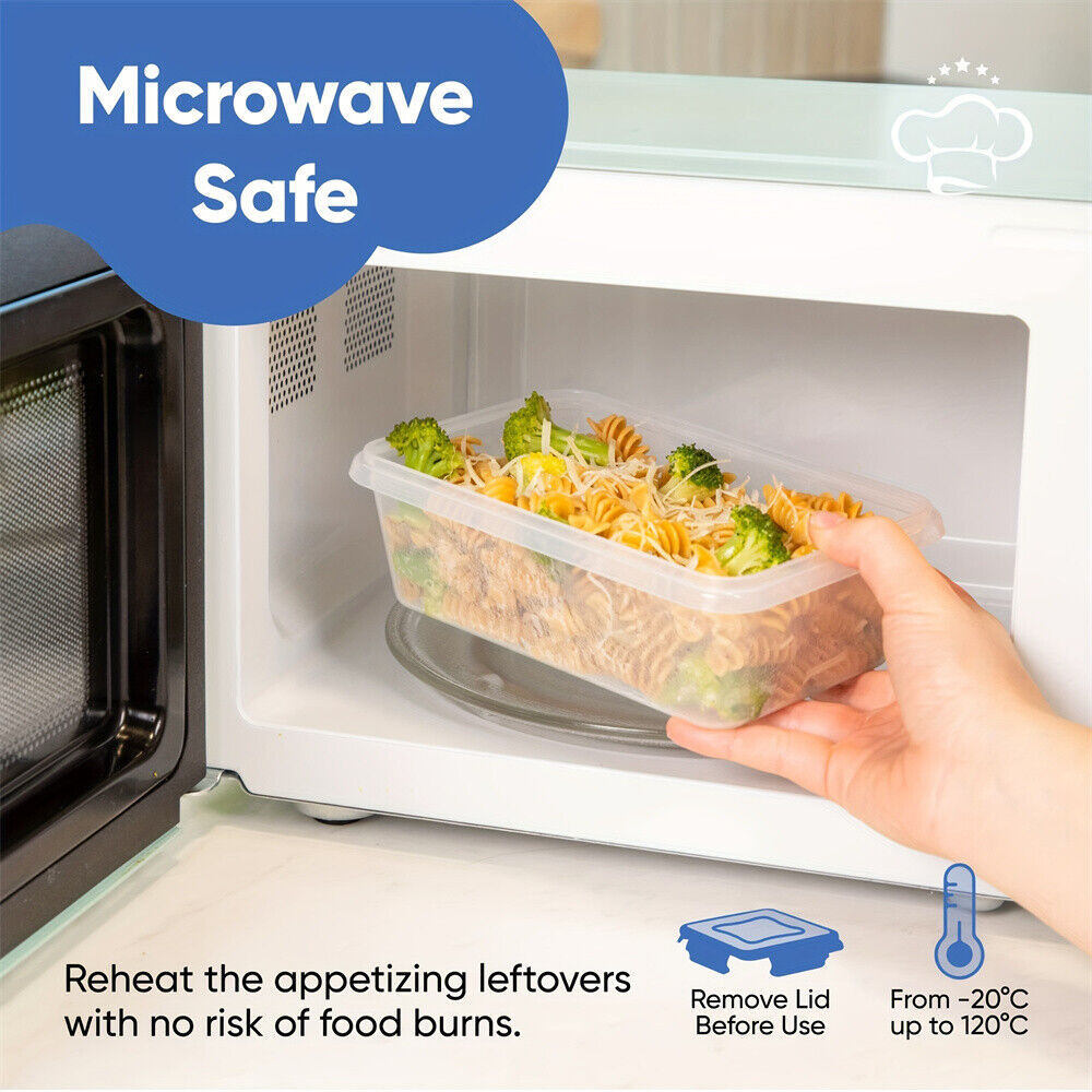 24X Clear Plastic Food Containers With Lids Microwave Freezer Safe Storage Boxes - Image 2