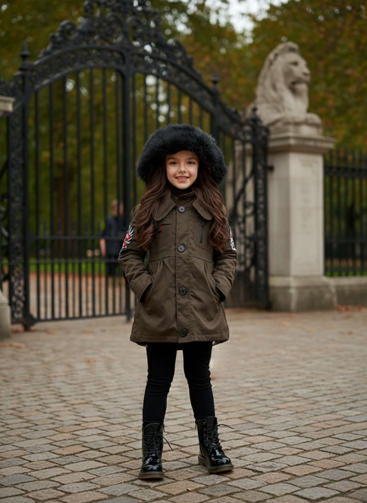 Girls Fur Hooded Padded Parka Coat Warm Winter Jacket 2-7Y - Image 8