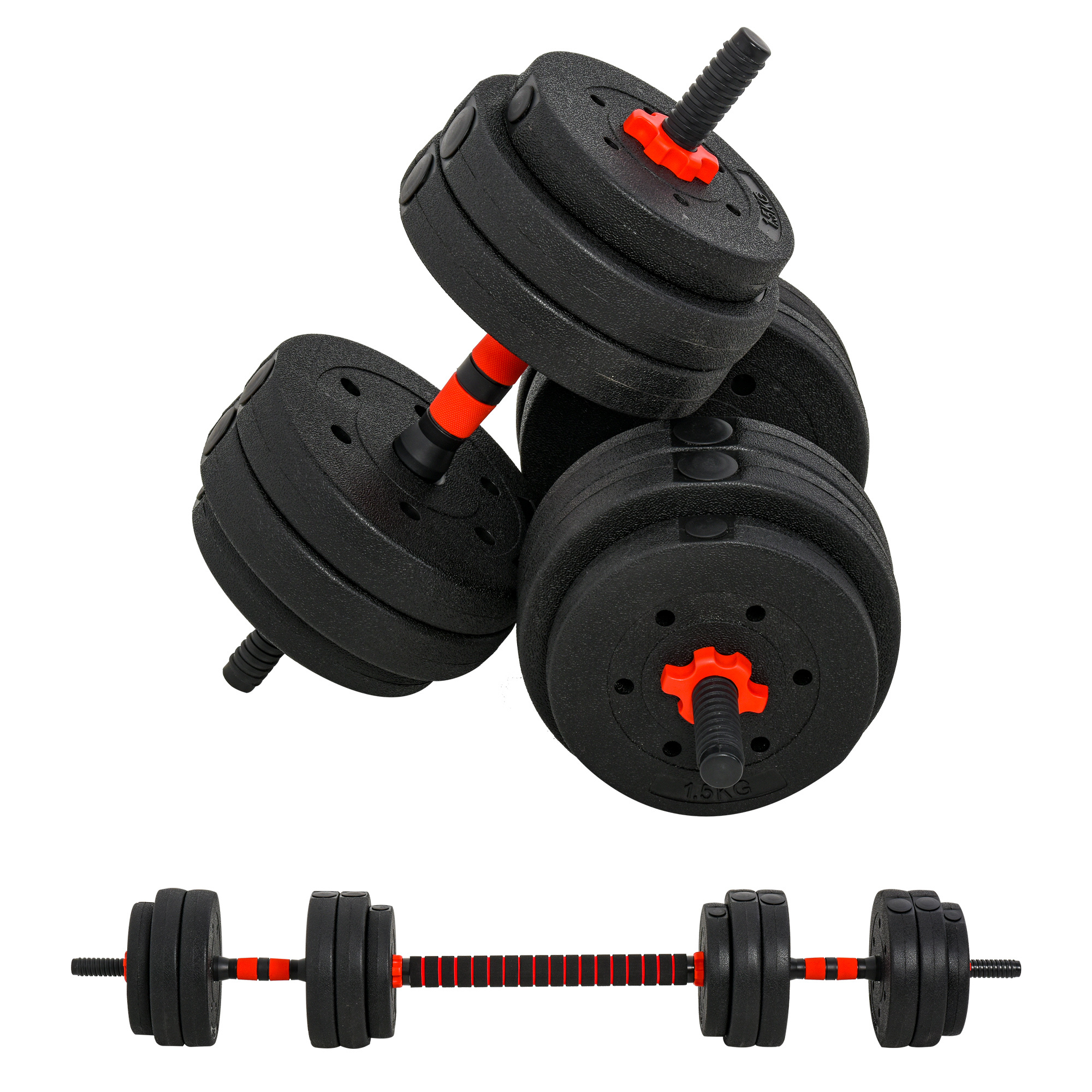 25kg 2 IN 1 Adjustable Dumbbells Weight Set, Dumbbell Hand Weight Barbell For Body Fitness, Lifting Training For Home, Office, Gym, Black